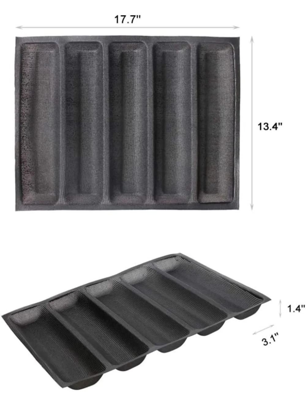 Fetesur Silicone Bread Forms - Black 6-Slot Bread Baking Tray NWT